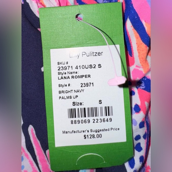 Lilly Pulitzer Lana Romper Bright Navy Palms Up Size S. NWT - Picture 7 of 14